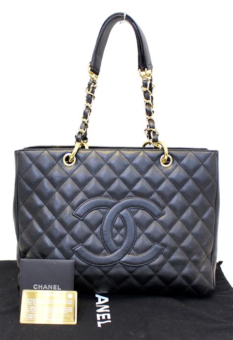 chanel black leather tote|chanel black tote bag price.